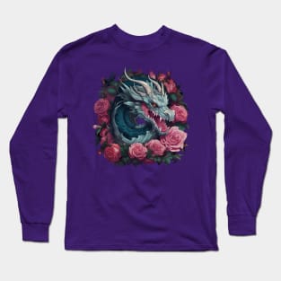 Dragon in a Wreath of Roses Long Sleeve T-Shirt